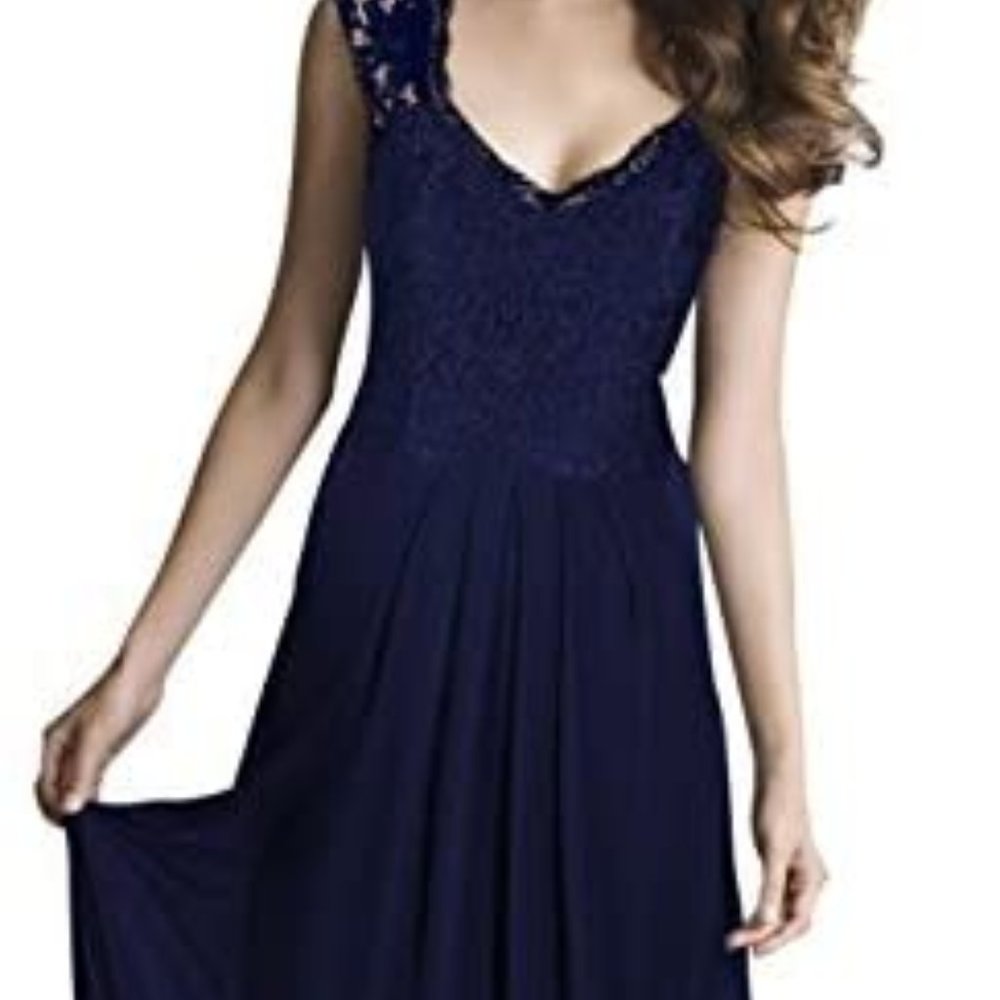 Full Length Navy Maxi Dress - NEW